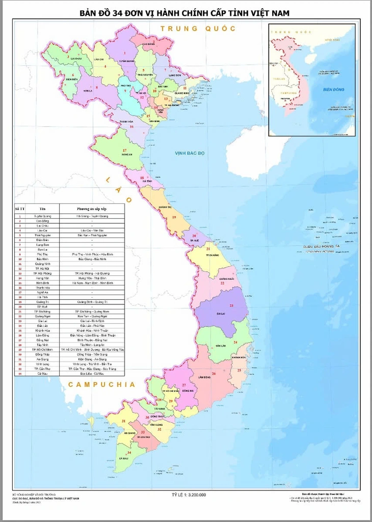 省再編に伴う新しいベトナムの全国地図
