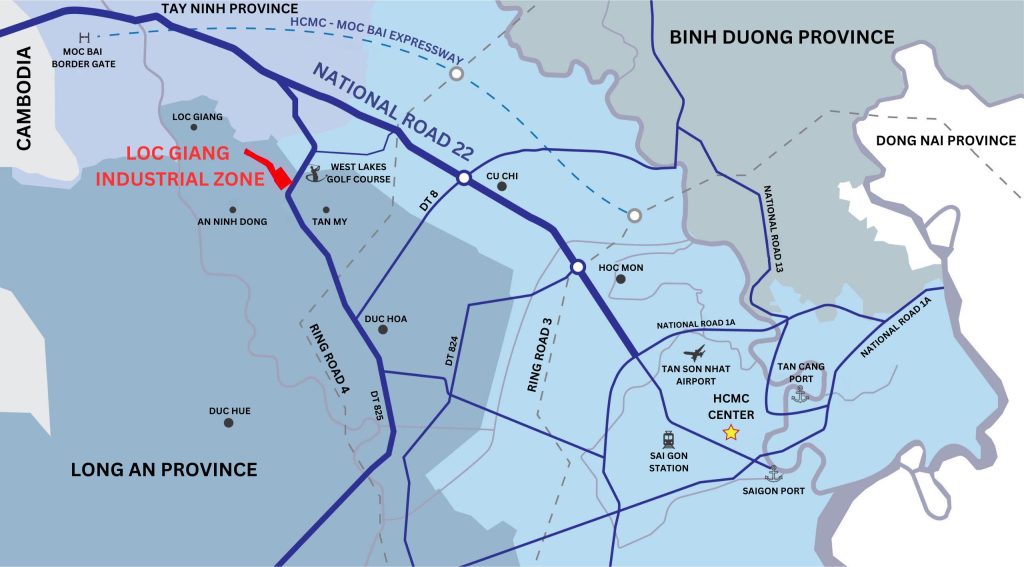 ロックザン工業団地の立地を示す地図