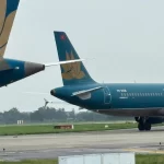 航空機の接触事故現場