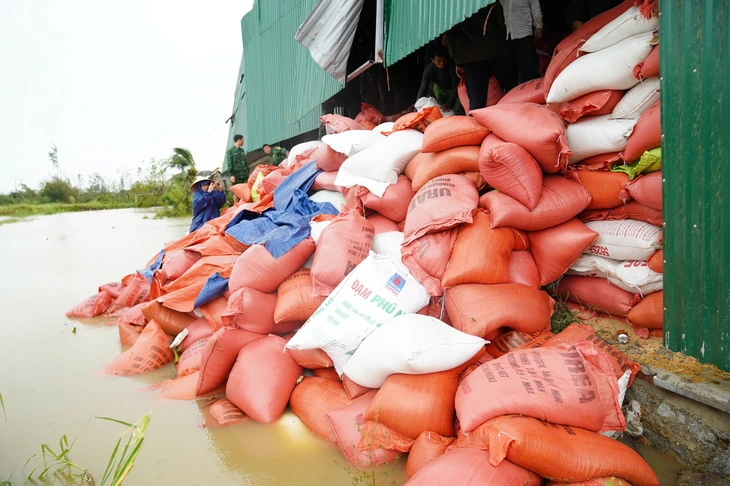 台風により浸水した米倉庫の米