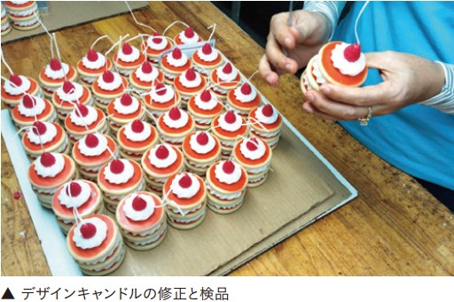 デザインキャンドルの修正と検品