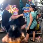 妊婦に暴行する男