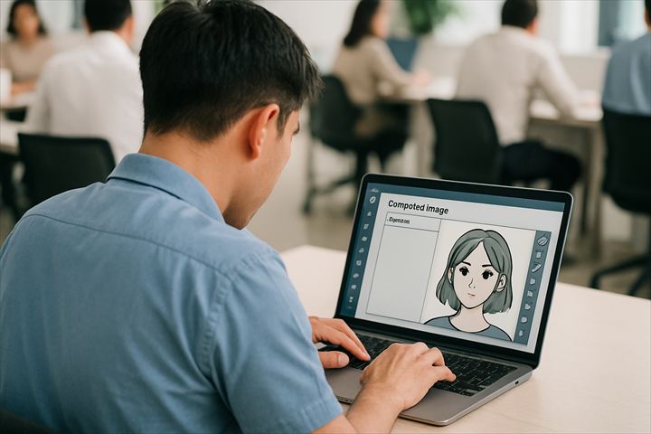 生成AIを使用する男性（ChatGPT生成）