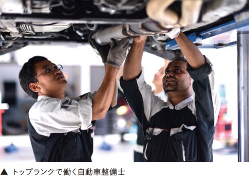 トップランクで働く自動車整備士
