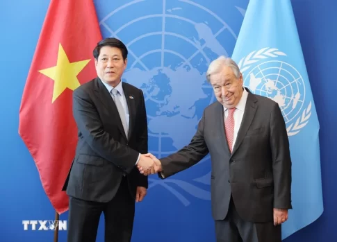 国連のアントニオ・グテーレス事務総長とベトナムのルオン・クオン国家主席