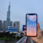 ホーチミン市の気温19℃を表示した天気アプリ