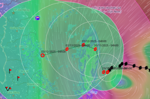 台風15号の進路予想図（11月28日）