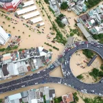 浸水したタイニャチャン地区