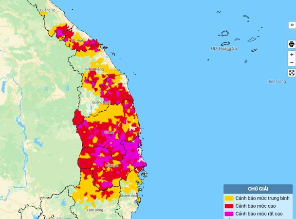 ベトナム中部の土砂災害・洪水危険度マップ