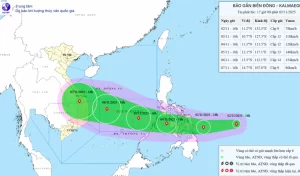 台風カルマエギの進路予想図