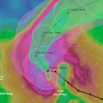 台風フォンウォン(14号)の進路予想図