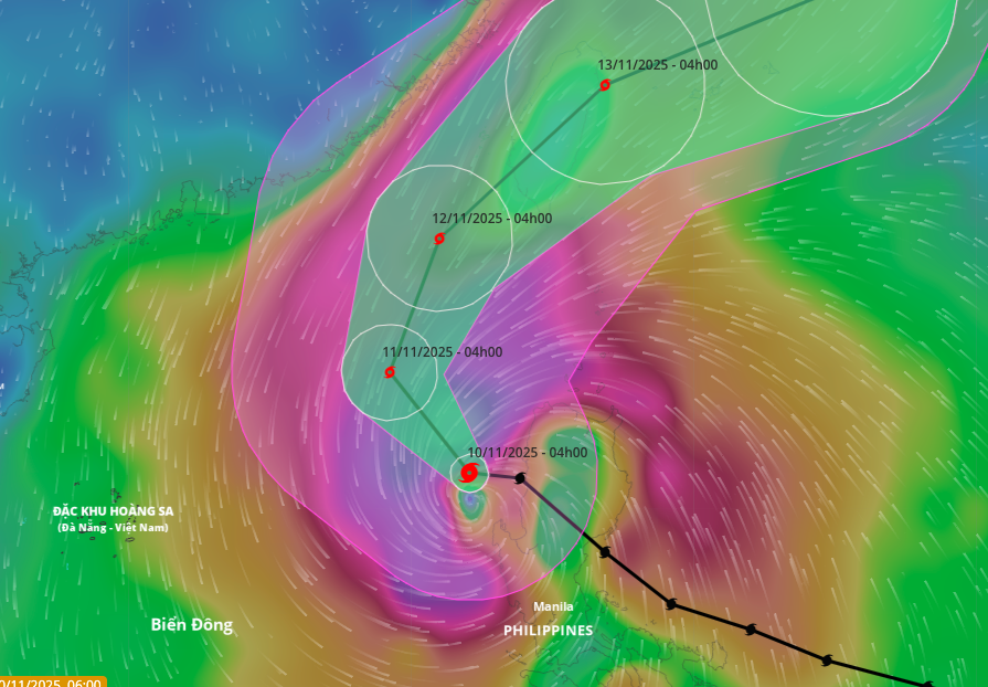 台風フォンウォン(14号)の進路予想図