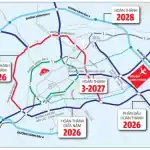 ロンタイン空港へアクセス可能な高速道路と環状線の地図