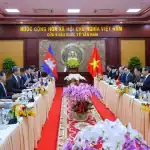 タイニン省タンナム国際国境ゲートと、カンボジア・プレイベン州メウンチェイ国際国境ゲートの開業式
