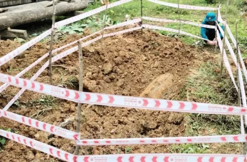 民家で発見された不発弾