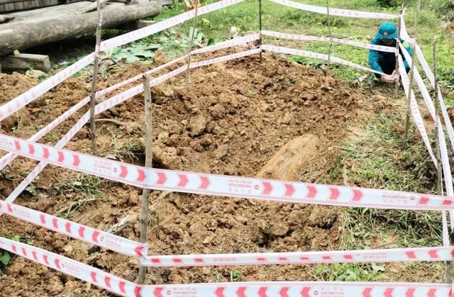 民家で発見された不発弾