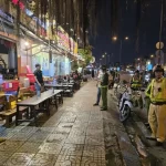 歩道を不法に占拠していたとして摘発されたファンバンドン通の飲食店