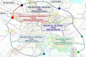 ホーチミン市、ドンナイ省、タイニン省を通過する環状4号線のプロジェクトマップ