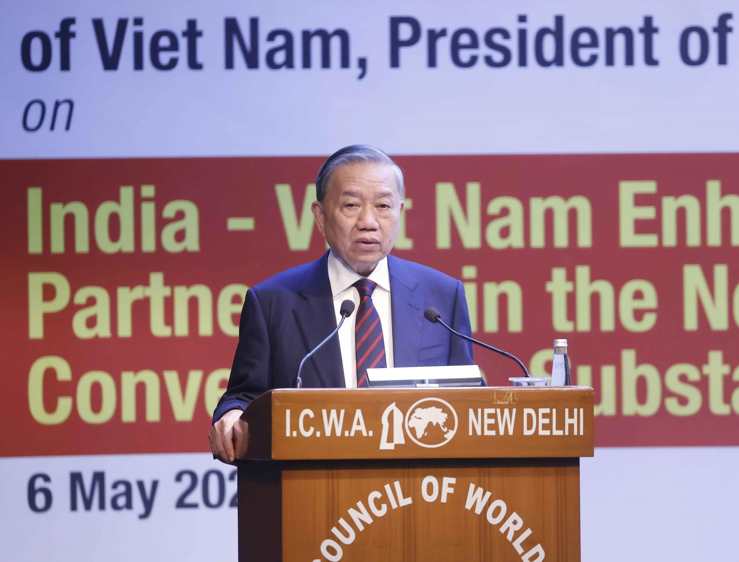 インド世界問題評議会(ICWA)で政策演説を行ったベトナムのトー・ラム国家主席
