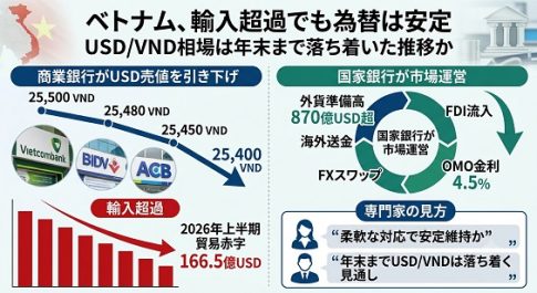 ベトナムが貿易赤字でも為替安定を示した図