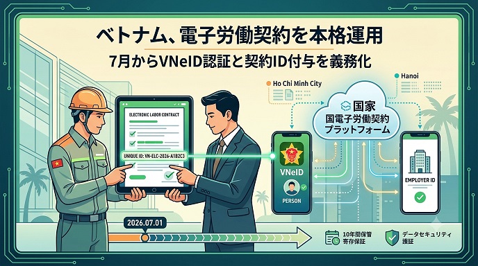 ベトナムの電子労働契約書とVNeIDのまとめ図