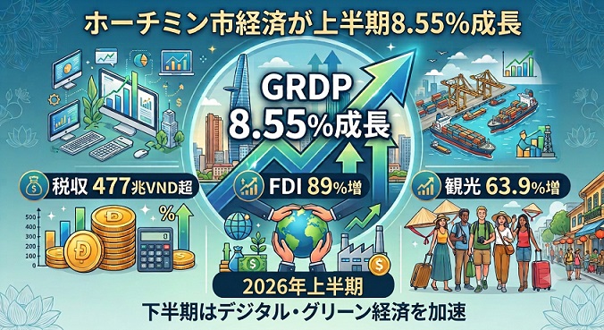 ホーチミン市の経済成長率と要因を示した図