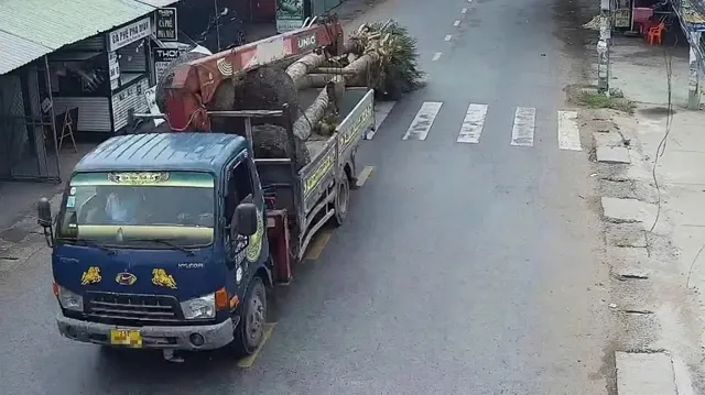 監視カメラの映像により積載規定違反で摘発されたトラック