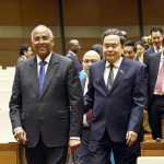 コートジボワールのパトリック・アチ国会議長とベトナムのチャン・タイン・マン国会議長