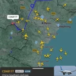 視界不良によりハノイ周辺を旋回する航空機群を示す図
