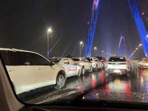 ハノイのニャッタン橋の渋滞の様子