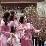 テトに飾る花を選ぶベトナム人女性たち